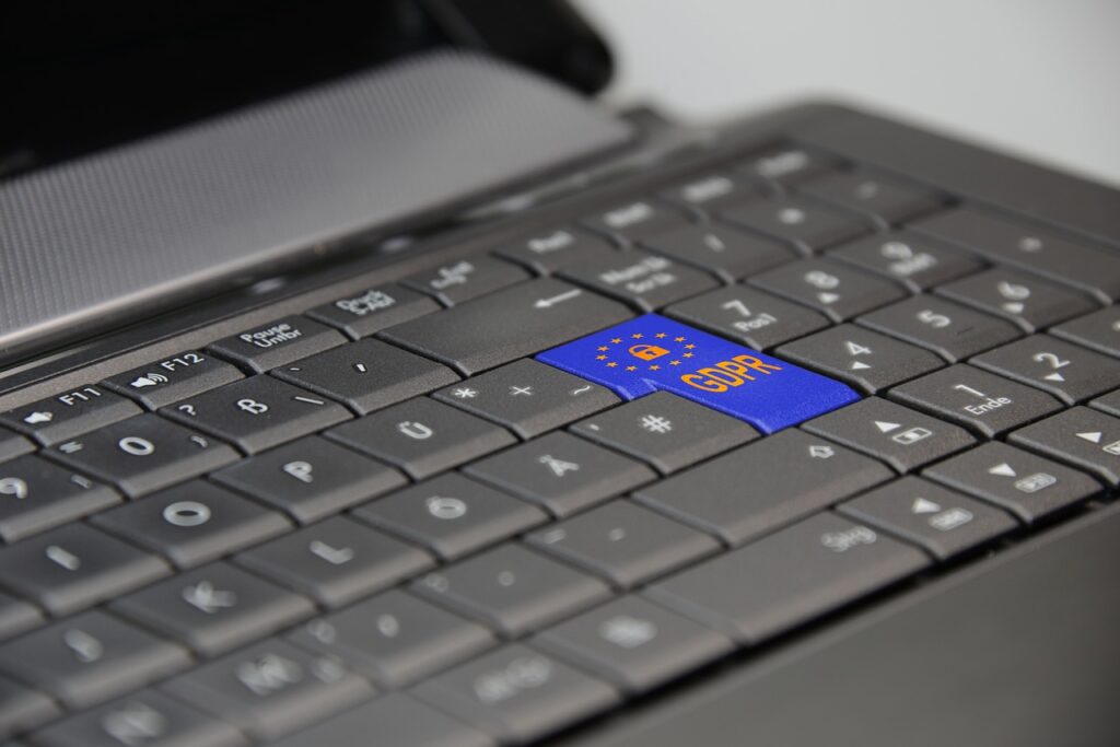 Laptop with GDPR button